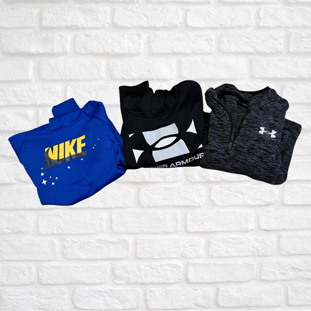 EUC Bundle 3 Boys Shirts – Nike + Under Armour Logo & 1/4 Zip – Size 4